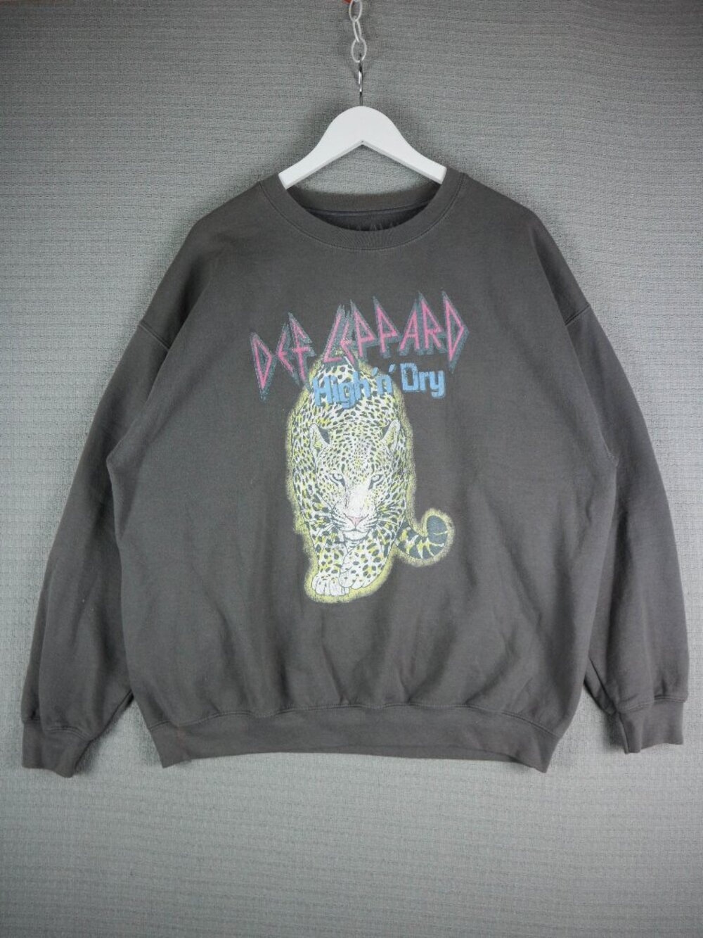 Def Leppard High ' n ' Dry Leopard Grey Crewneck Cotton Sweater XXL